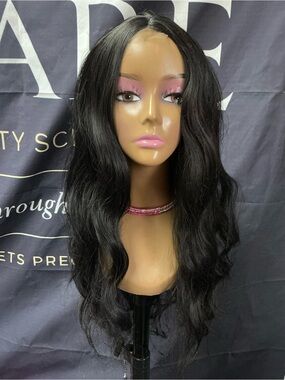 Natural Black Long Wavy Lace Front Wig - Sleek Everyday Style